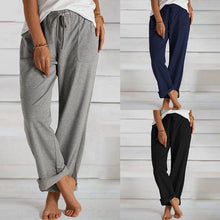 Ladda upp bild till gallerivisning, Lösa stickade byxor med dragsko med fickor