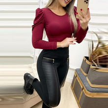 Ladda upp bild till gallerivisning, Jeansbyxor i PU -läder för kvinnor