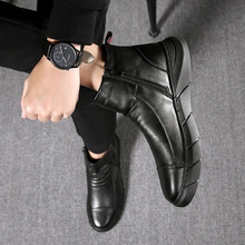Ladda upp bild till gallerivisning, Svarta Läderstövlar för Män i Brittisk Stil