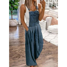 Ladda upp bild till gallerivisning, Casual denimficka jumpsuit med vida ben