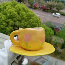 Ladda upp bild till gallerivisning, HandmÄlad kreativ kaffemugg, keramisk tekopp och fatset