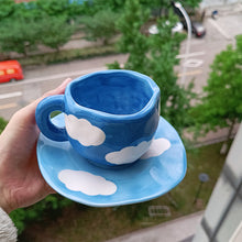 Ladda upp bild till gallerivisning, HandmÄlad kreativ kaffemugg, keramisk tekopp och fatset