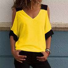 Ladda upp bild till gallerivisning, Kontrasterande off-shoulder v-ringad blus