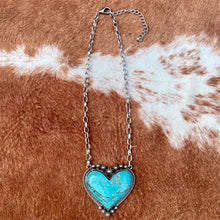 Ladda upp bild till gallerivisning, Boho turkos hjärtsmycke halsband