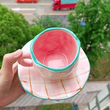 Ladda upp bild till gallerivisning, HandmÄlad kreativ kaffemugg, keramisk tekopp och fatset