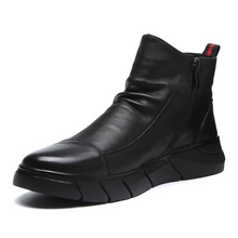 Ladda upp bild till gallerivisning, Svarta Läderstövlar för Män i Brittisk Stil