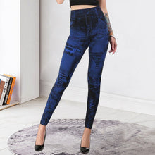 Ladda upp bild till gallerivisning, Sportleggings med hög midja i denimlook