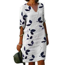 Ladda upp bild till gallerivisning, Lövmönster kortärmad klänning