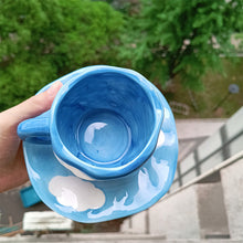 Ladda upp bild till gallerivisning, HandmÄlad kreativ kaffemugg, keramisk tekopp och fatset
