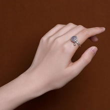 Ladda upp bild till gallerivisning, Buddhist Tibetan Prayer Wheel Ring OM Mantra Lotus Floral Ring