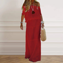 Ladda upp bild till gallerivisning, Moderiktig maxi off shoulder kortärmad klänning