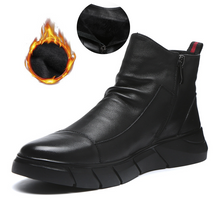 Ladda upp bild till gallerivisning, Svarta Läderstövlar för Män i Brittisk Stil