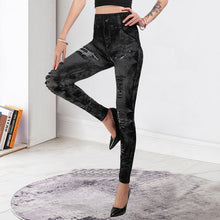 Ladda upp bild till gallerivisning, Sportleggings med hög midja i denimlook