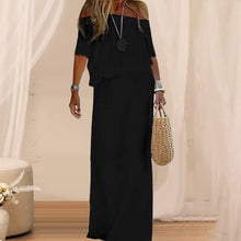 Ladda upp bild till gallerivisning, Moderiktig maxi off shoulder kortärmad klänning