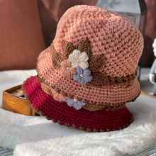 Ladda upp bild till gallerivisning, Fransk Tjocka damblommor stickad yllehatt