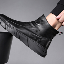 Ladda upp bild till gallerivisning, Svarta Läderstövlar för Män i Brittisk Stil