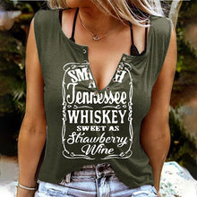 Ladda upp bild till gallerivisning, Bokstavstryck ögla ärmlös blus med skårad hals