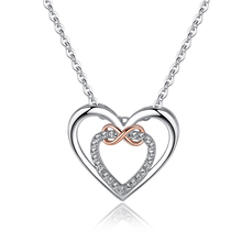 Ladda upp bild till gallerivisning, Infinity halsband med två hjärtan