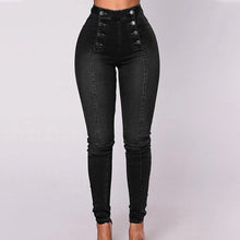 Ladda upp bild till gallerivisning, Dubbelknäppta skinny-jeans med hög midja