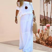 Ladda upp bild till gallerivisning, Moderiktig maxi off shoulder kortärmad klänning