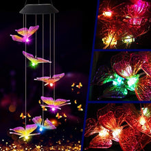 Ladda upp bild till gallerivisning, Färgbyte Solar LED Vattentät Fjäril Wind Chimes