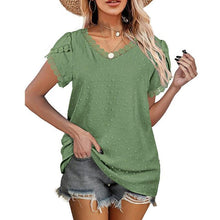 Ladda upp bild till gallerivisning, T-shirt i spets med V-ringad panel