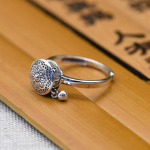 Ladda upp bild till gallerivisning, Buddhist Tibetan Prayer Wheel Ring OM Mantra Lotus Floral Ring