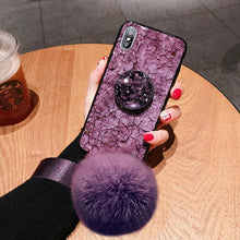 Ladda upp bild till gallerivisning, Hair Ball Airbag Bracket Holder Diamond iPhone Case