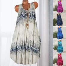Ladda upp bild till gallerivisning, Summer Beach Bohemia Print Sleeveless Dress