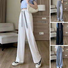 Ladda upp bild till gallerivisning, Ice Silk Checkered Wide Leg Pants