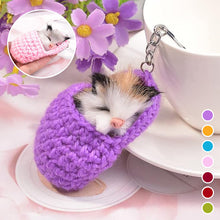 Ladda upp bild till gallerivisning, Söt sovande kattunge nyckelring