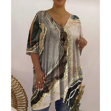 Ladda upp bild till gallerivisning, Tryckt djup V crop T-tröja med mitten av ärmarna