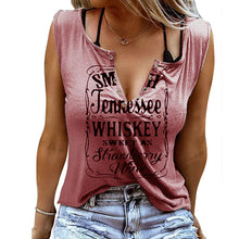 Ladda upp bild till gallerivisning, Bokstavstryck ögla ärmlös blus med skårad hals