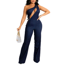 Ladda upp bild till gallerivisning, Denim jumpsuit med crossbody dragkedja