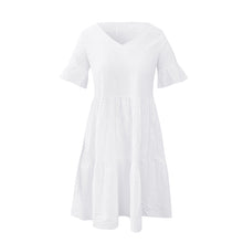 Ladda upp bild till gallerivisning, Enfärgad klänning med V-ringad