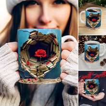 Ladda upp bild till gallerivisning, 3D-effekt bokhylla kaffemugg