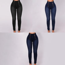 Ladda upp bild till gallerivisning, Dubbelknäppta skinny-jeans med hög midja