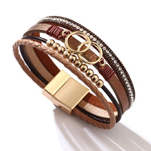 Ladda upp bild till gallerivisning, Läderarmband i flera lager