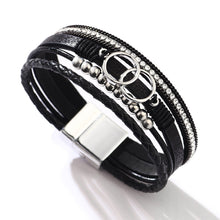 Ladda upp bild till gallerivisning, Läderarmband i flera lager