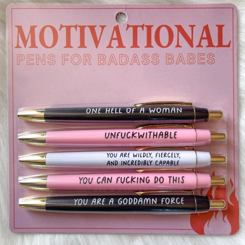 Motiverande Badass roliga pennor (5 st)