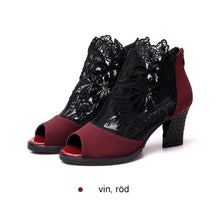 Ladda upp bild till gallerivisning, Lace Mesh Chunky högklackade skor
