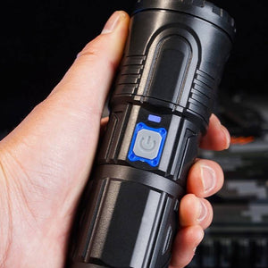 Vit teleskopisk laser ficklampa med zoom