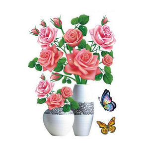DIY planta självhäftande vas 3D klistermärken