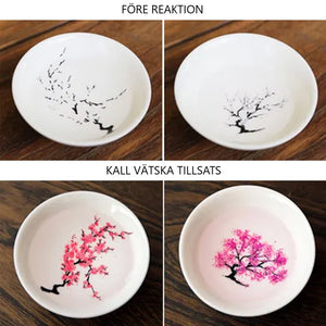 Magiska blommor som blommar te sakekopp, keramisk mugg som ändrar is/het färg