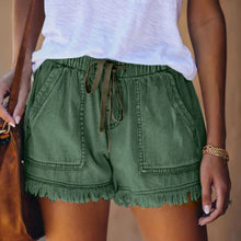 Ladda upp bild till gallerivisning, Denimshorts med elastisk hög midja
