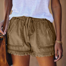 Ladda upp bild till gallerivisning, Denimshorts med elastisk hög midja
