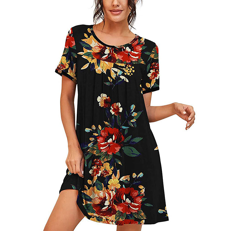 Tryckt plus size klänning