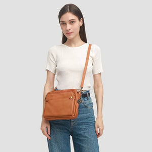 Crossbody-axel i tre läder lager