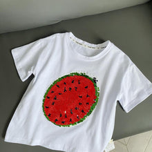Ladda upp bild till gallerivisning, 2022 ny vattenmelon t-shirt med föränderliga paljetter

