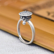 Ladda upp bild till gallerivisning, Buddhist Tibetan Prayer Wheel Ring OM Mantra Lotus Floral Ring
